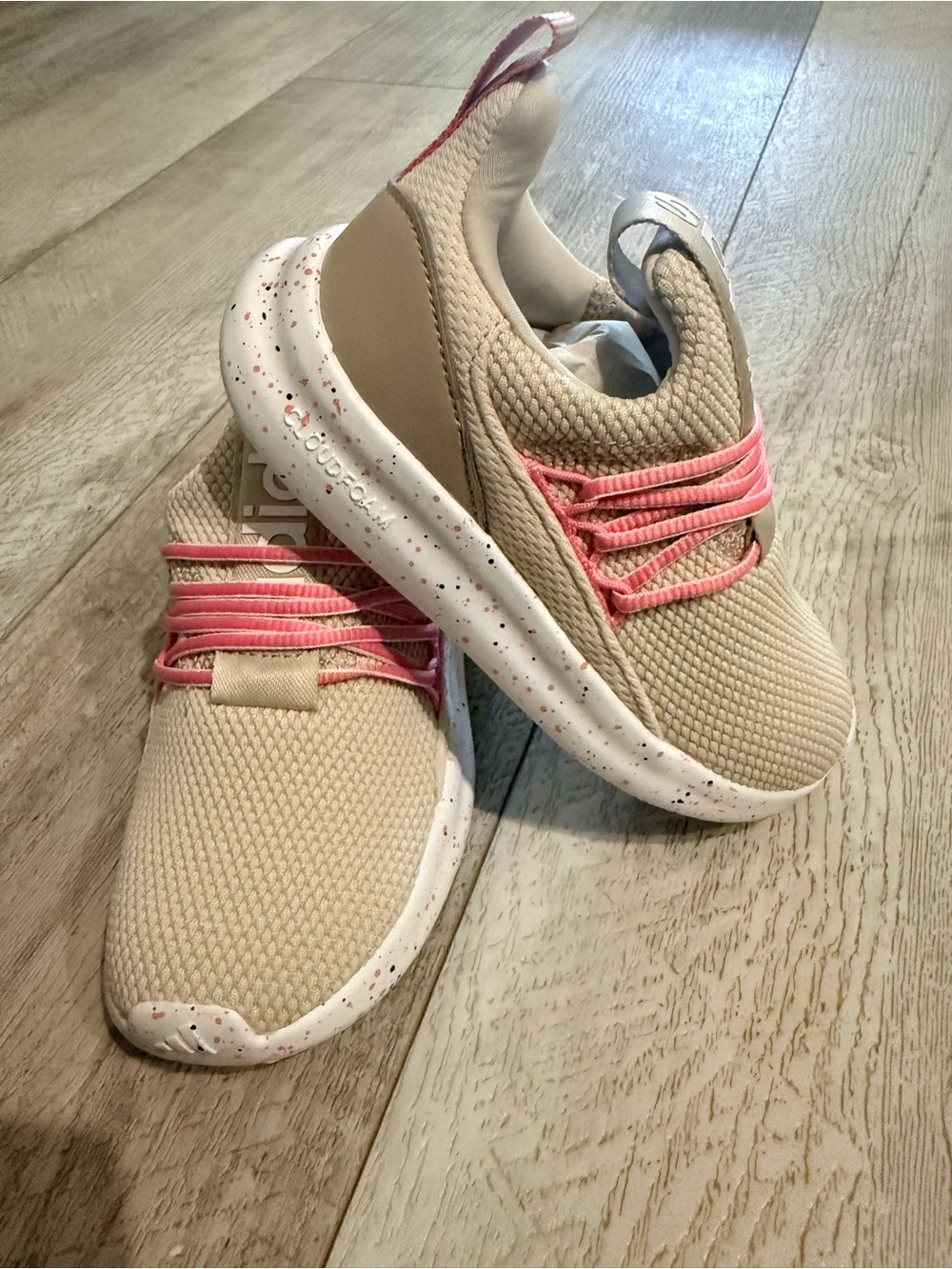 Adidas Lite Racer Adapt 7.0 Toddler 10K Cream Pink Slip-On Sneakers NWT